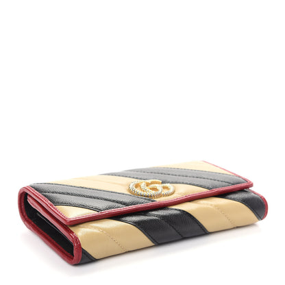 Gucci Azalea Calfskin Matelasse Diagonal Patchwork Torchon GG Marmont Continental Wallet Black Beige Romantic Cerise 4 of 8