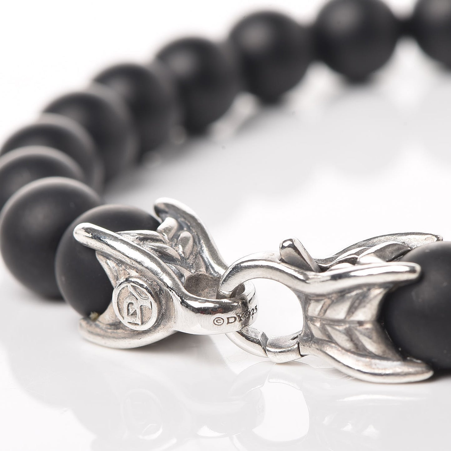 Sterling Silver Black Diamond Onyx 8mm Spiritual Beads Bracelet