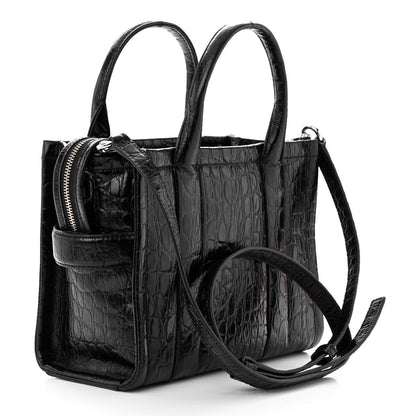 Marc Jacobs Croc Embossed Small The Tote Bag Black 3 of 10