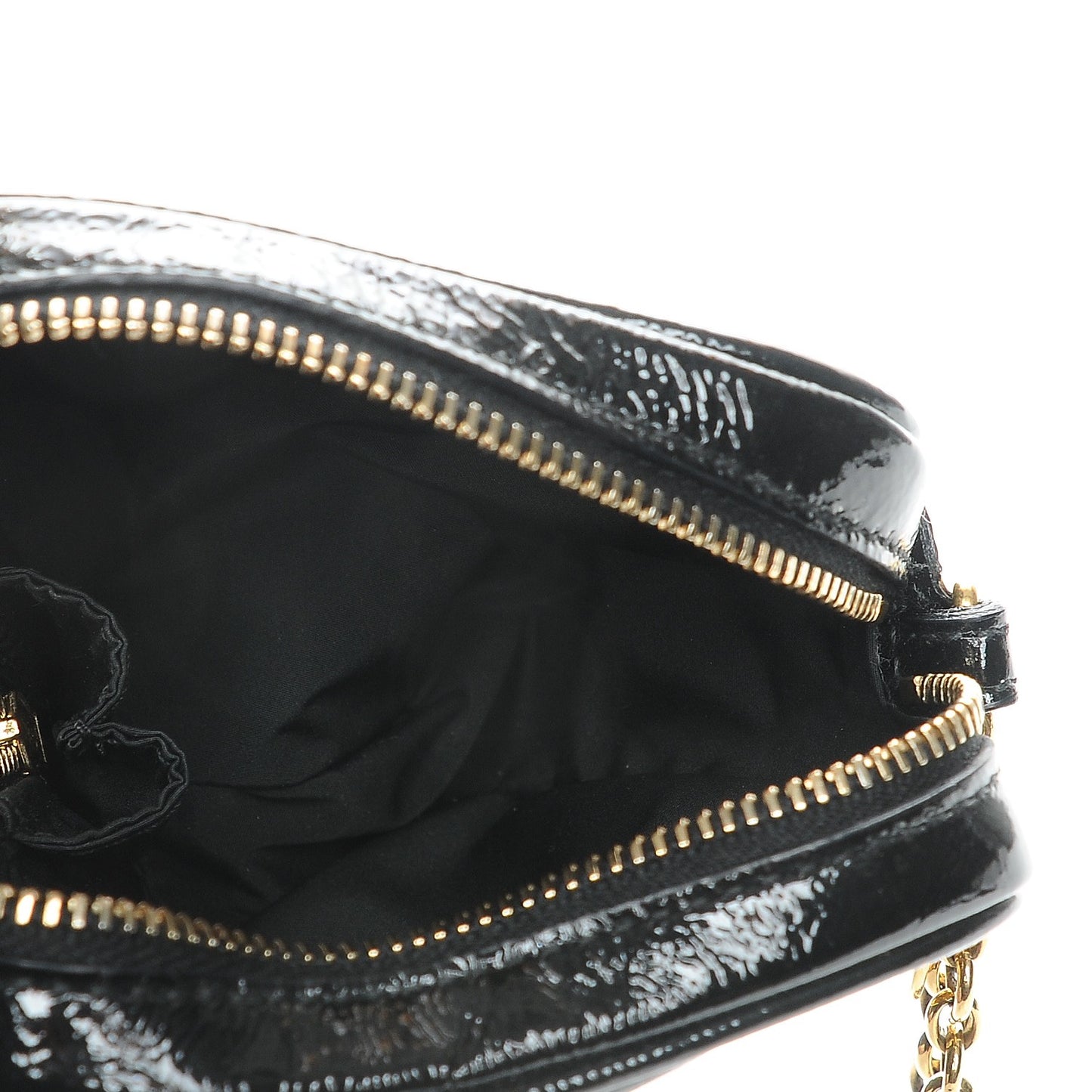 Textured Patent Monogram Mini Wristlet Black