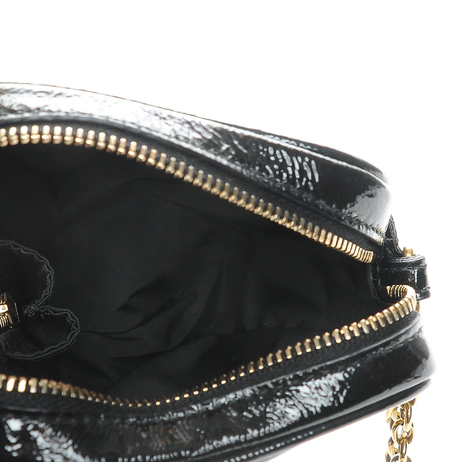 Saint Laurent Textured Patent Monogram Mini Wristlet Black 5 of 7