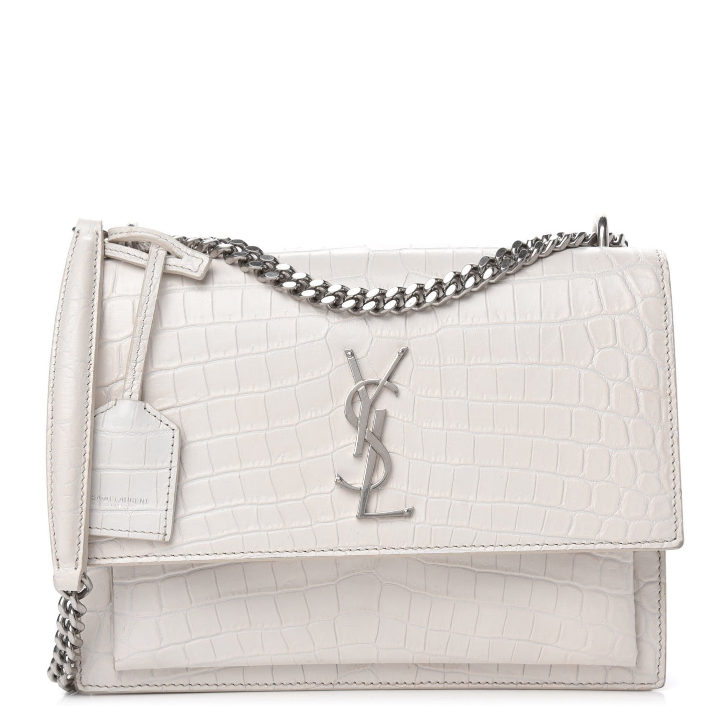 Calfskin Crocodile Embossed Medium Monogram Sunset Blanc Vintage