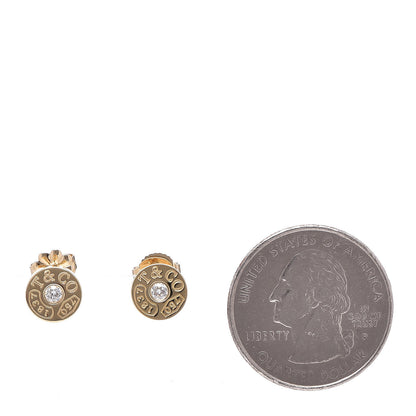 Tiffany 18K Yellow Gold Diamond 1837 Circle Earrings 2 of 4