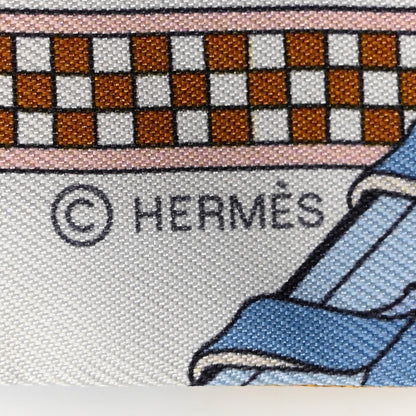 Hermes Silk Brides et Gris Twilly Gris Bleu Jean White Miel 4 of 5