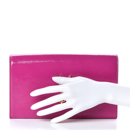 Saint Laurent Textured Patent Classic Monogram Kate Clutch Electric Pink 2 of 6