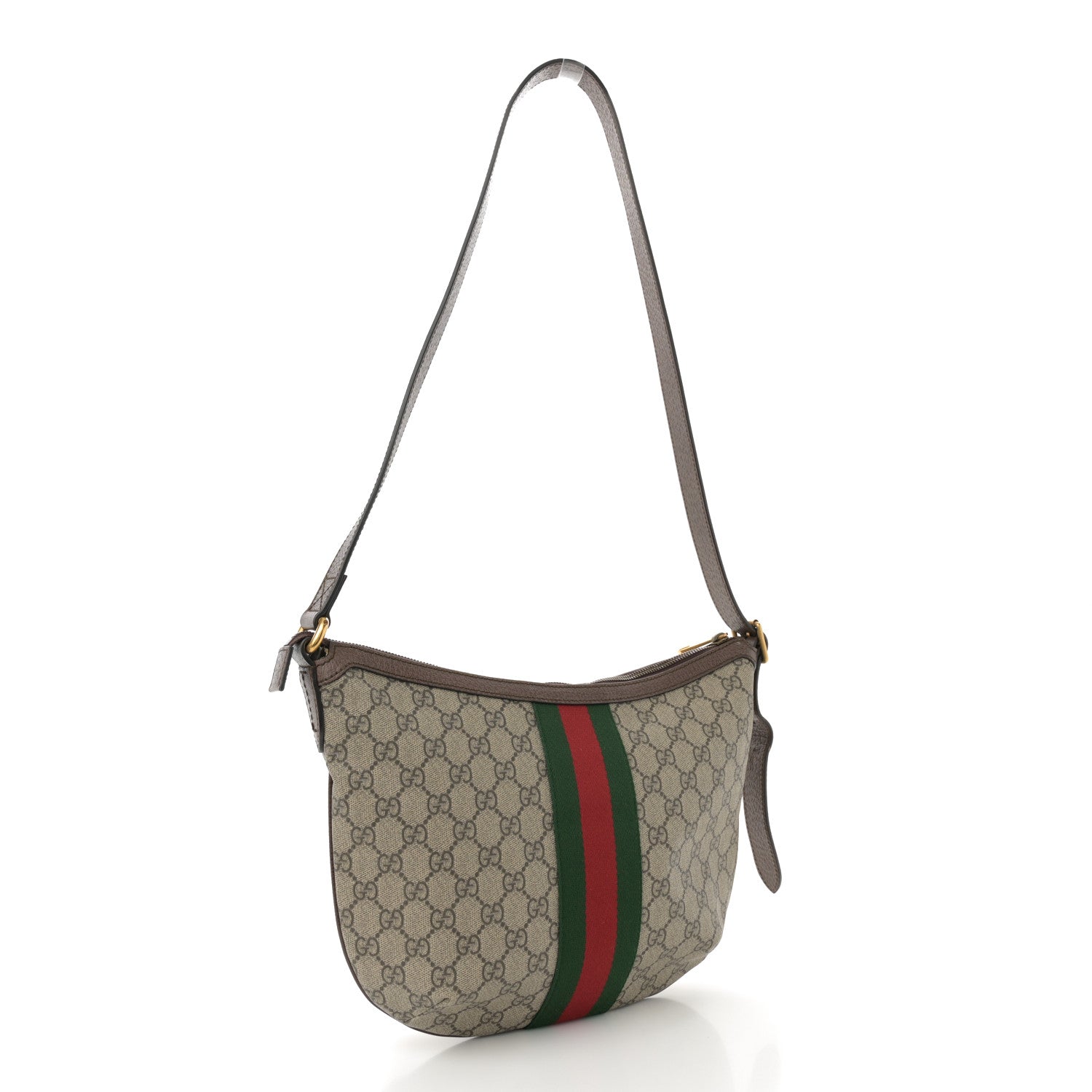 Gucci GG Supreme Monogram Web Small Ophidia Half Moon Hobo Brown 3 of 14