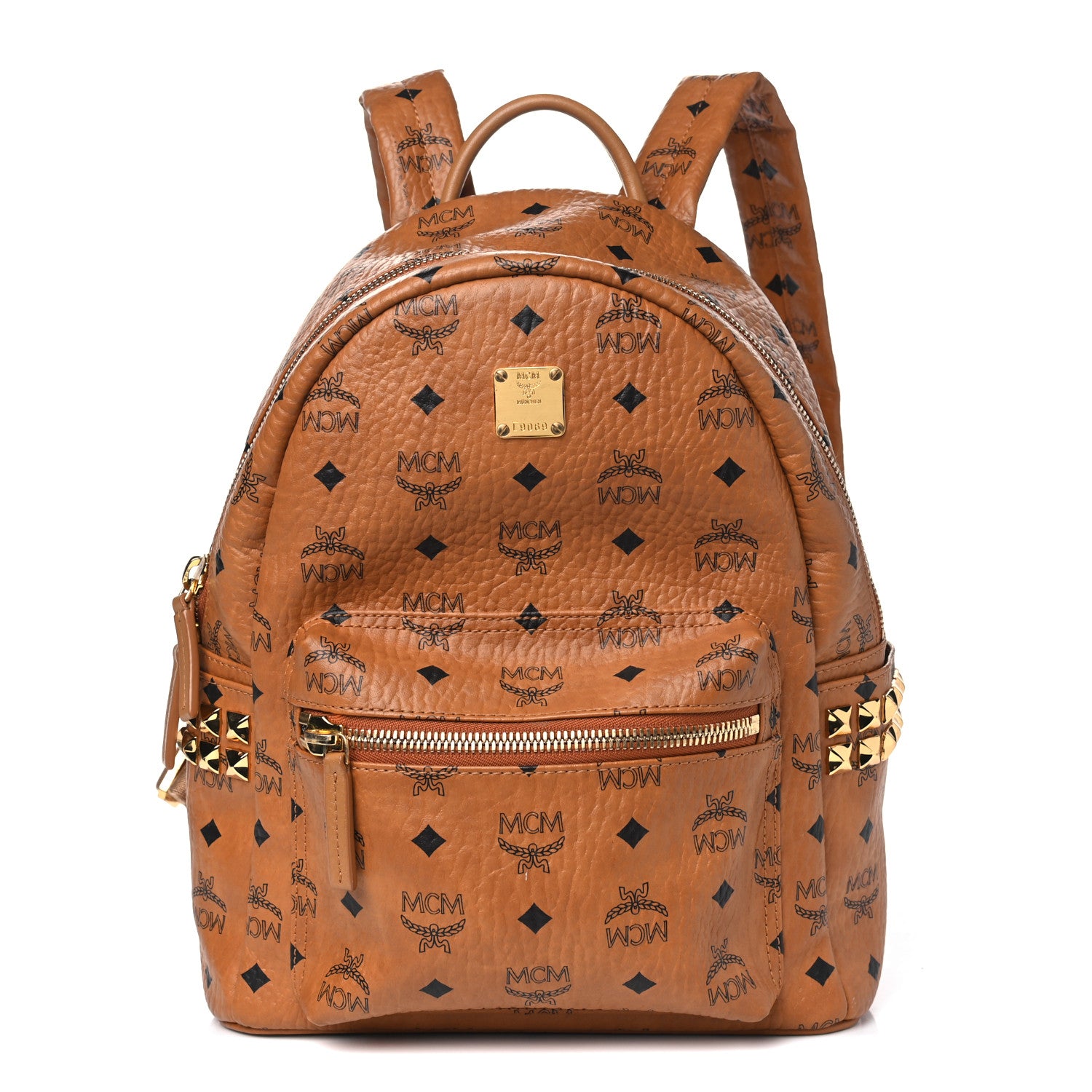 MCM Visetos Small Side Stud Stark Backpack Cognac 1 of 7