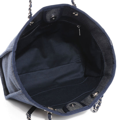 Chanel Canvas Small Deauville Tote Dark Blue 5 of 7