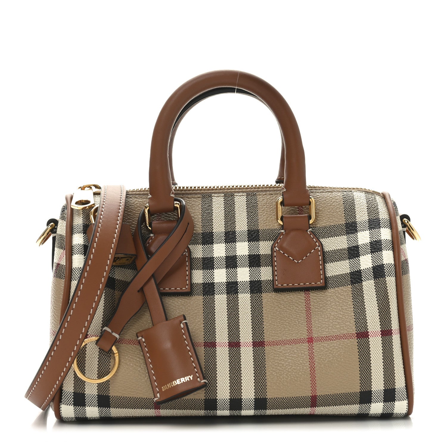 Burberry Vintage Check Mini Bowling Bag Briar Brown 1 of 9