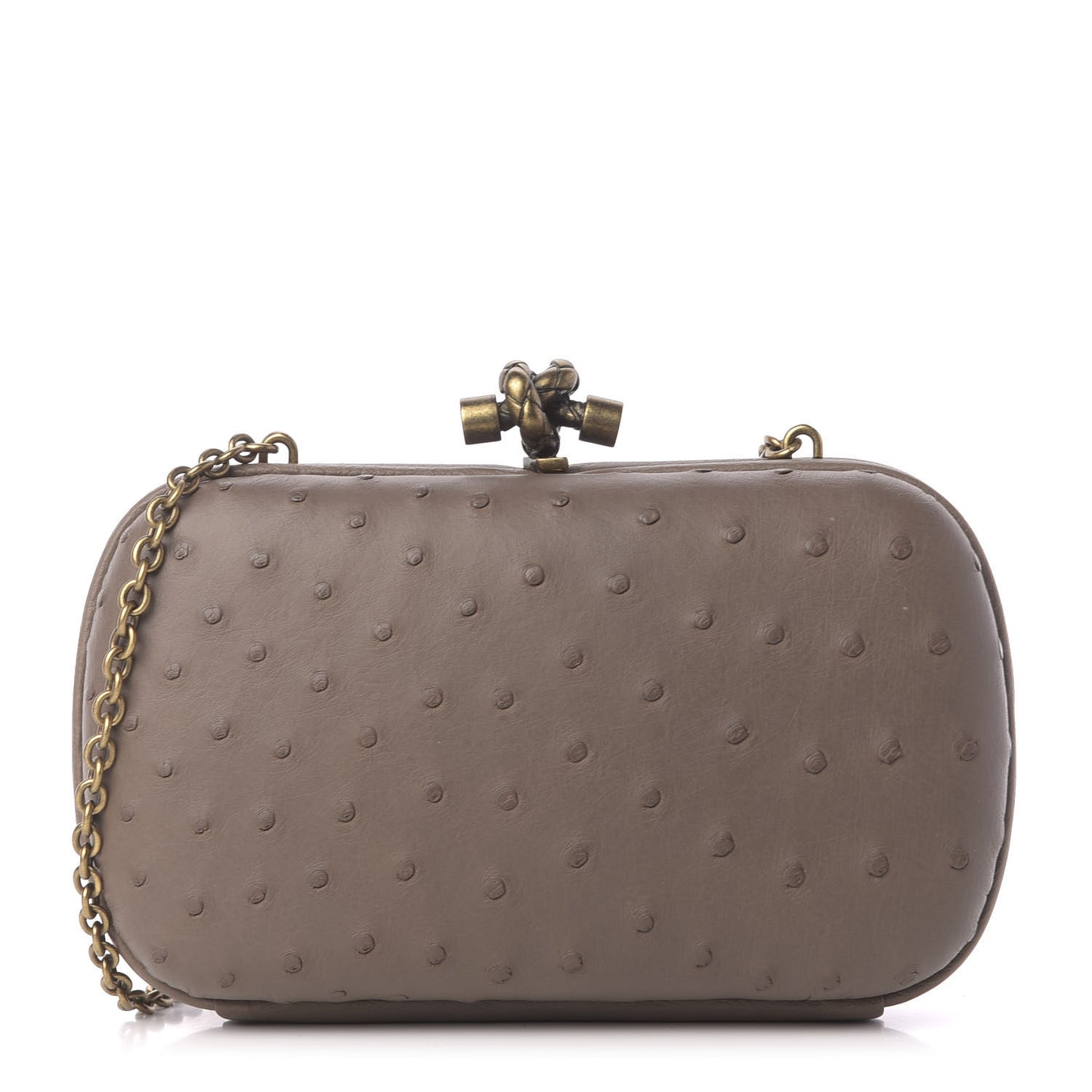 Ostrich Chain Knot Clutch New Steel