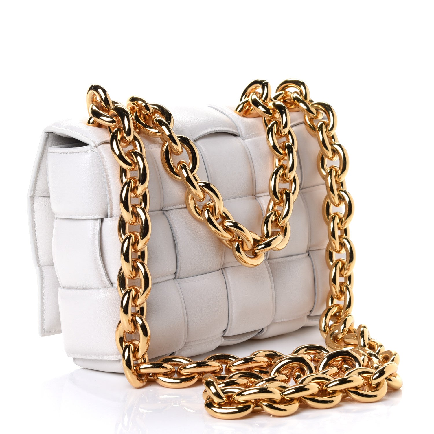 Bottega Veneta Lambskin Maxi Intreccio Padded Chain Cassette Crossbody Bag White 2 of 4