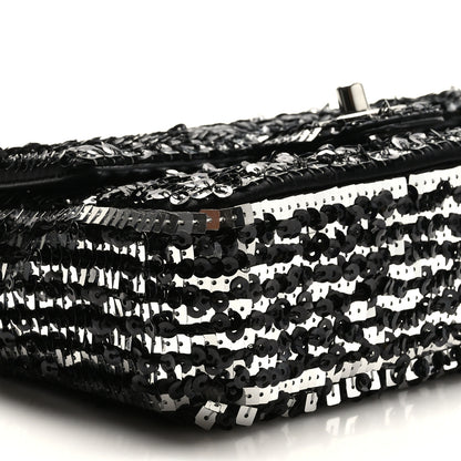 Chanel Sequin Lambskin Small Flap Black Silver 8 of 10