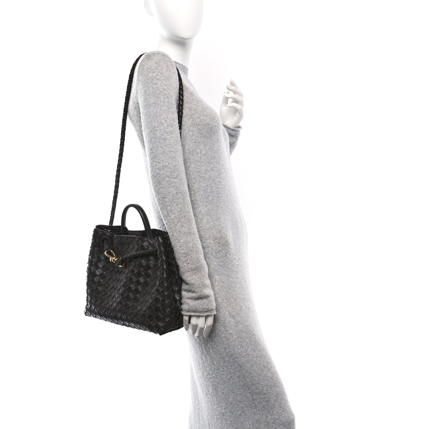Nappa Intrecciato Medium Andiamo Shoulder Bag Fondant