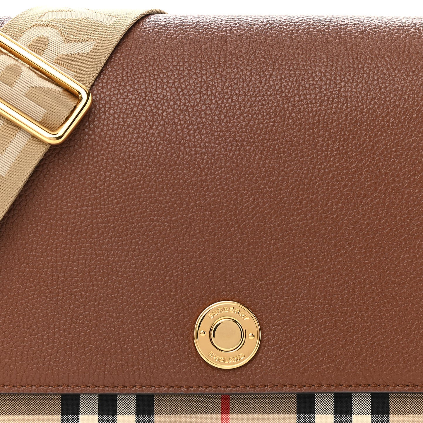 Calfskin Vintage Check Note Crossbody Bag Tan