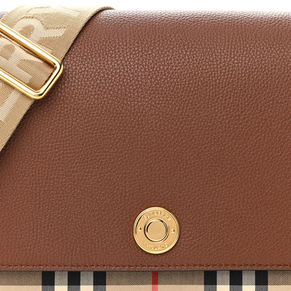 Burberry Calfskin Vintage Check Note Crossbody Bag Tan 7 of 11
