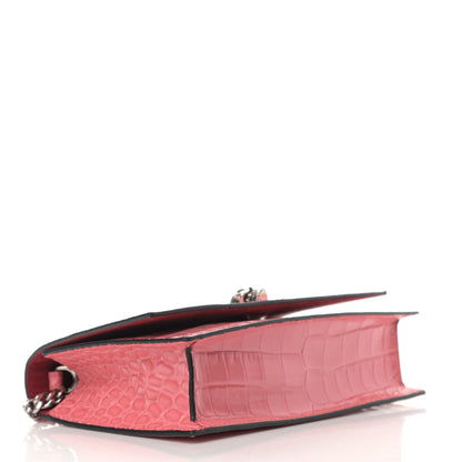 Alexander McQueen Calfskin Crocodile Embossed Skull Mini Crossbody Bag Pink 4 of 9
