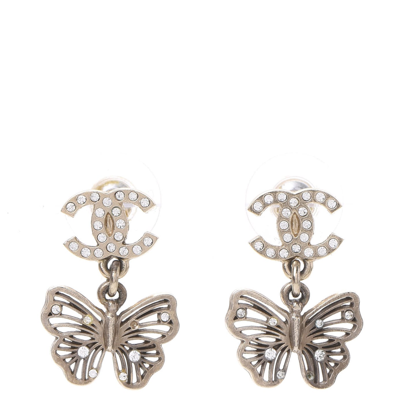Crystal CC Butterfly Earrings Gold