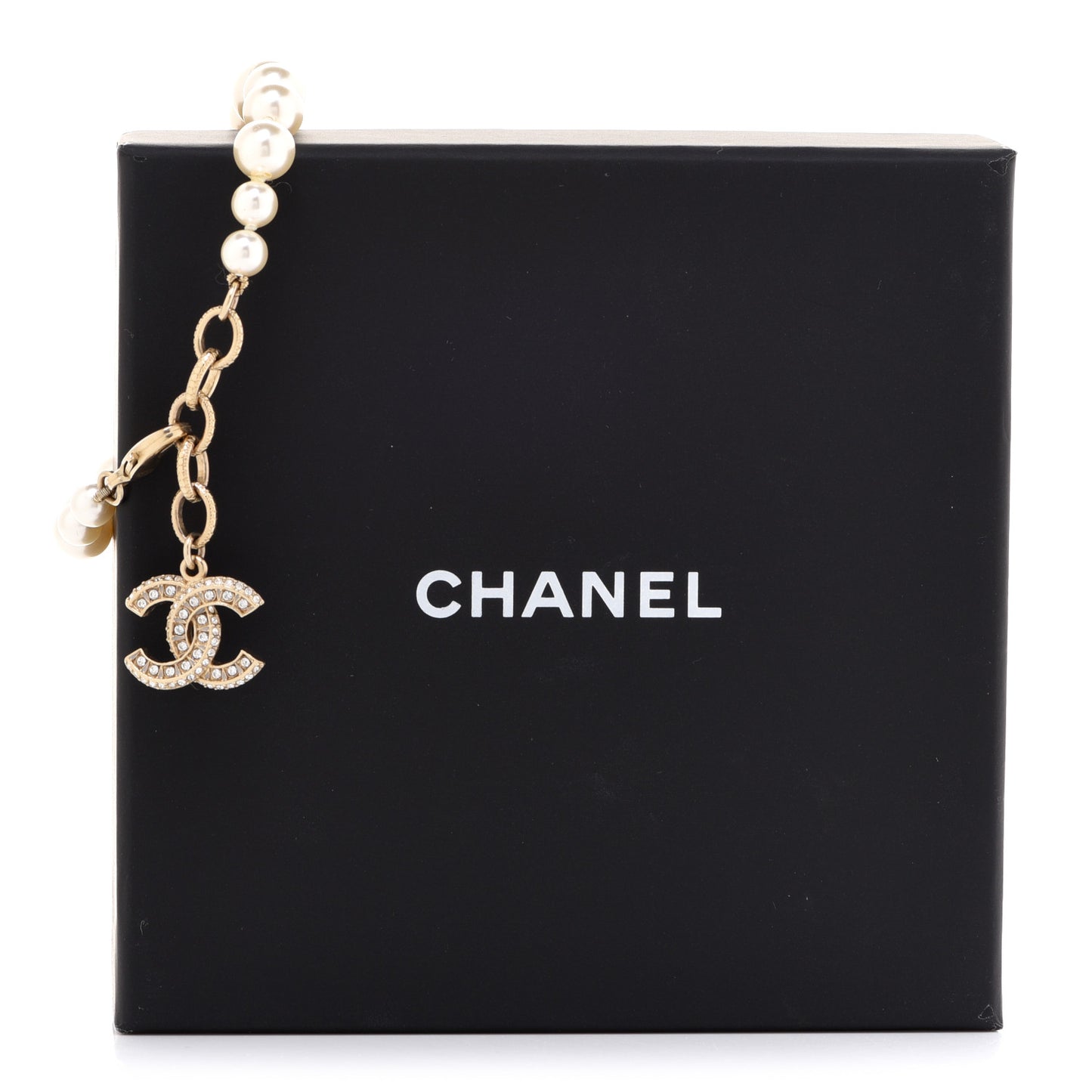 Graduated Pearl Crystal CC Bracelet Gold