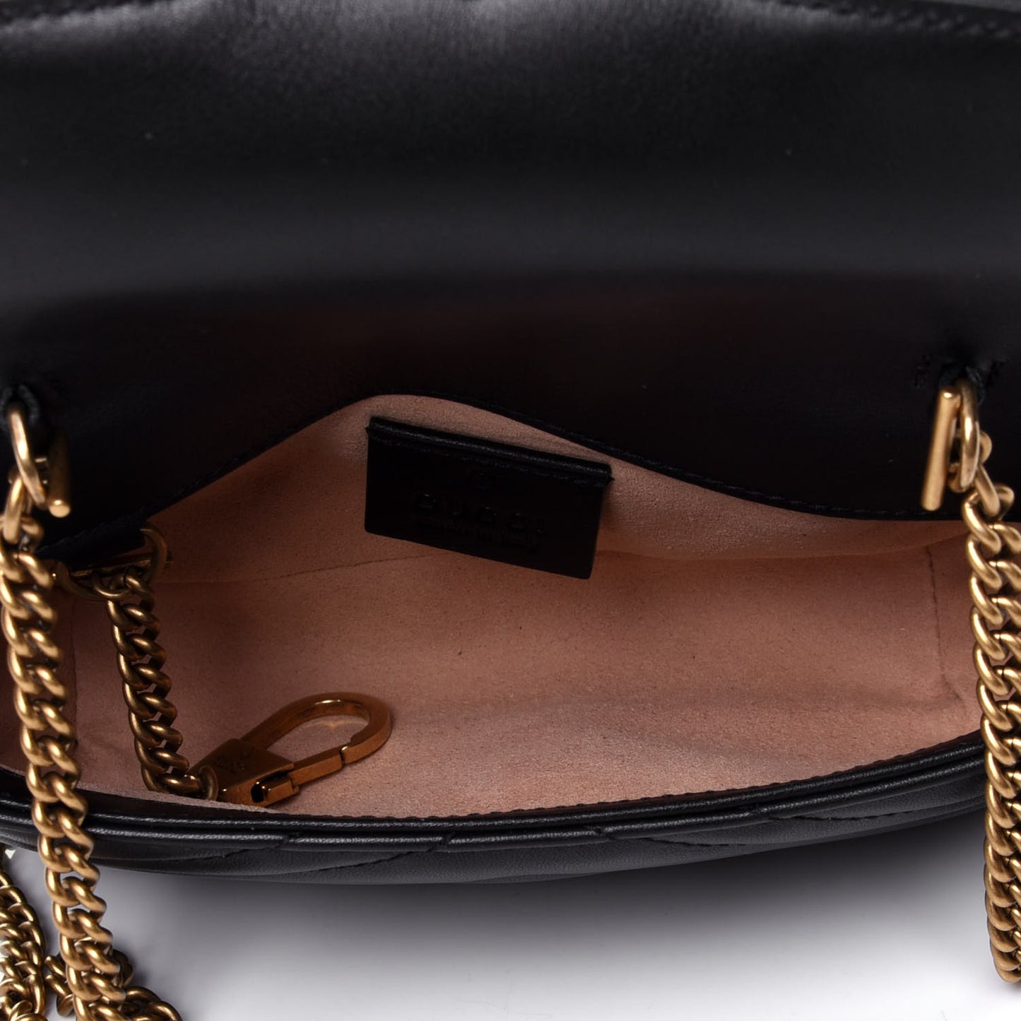 Calfskin Matelasse Super Mini GG Marmont Shoulder Bag Black