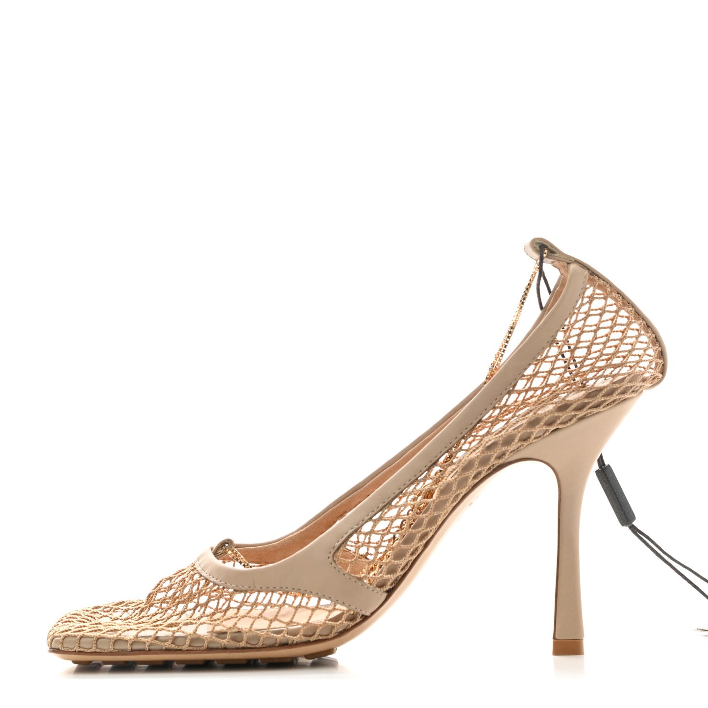 Mesh Calfskin Chain Stretch Pumps 40.5 Beige