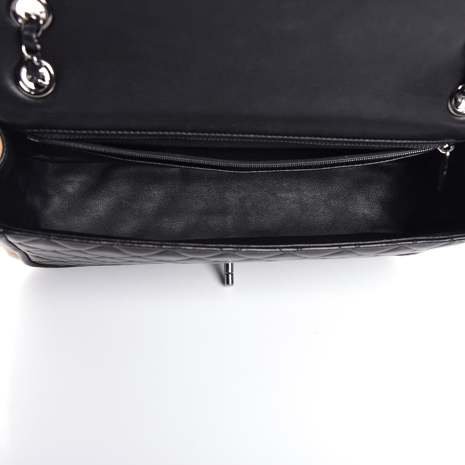 Chanel Lambskin Quilted Large Twist Two Tone Flap Bag Black Beige 6 of 14