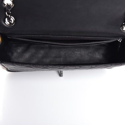 Chanel Lambskin Quilted Large Twist Two Tone Flap Bag Black Beige 6 of 14