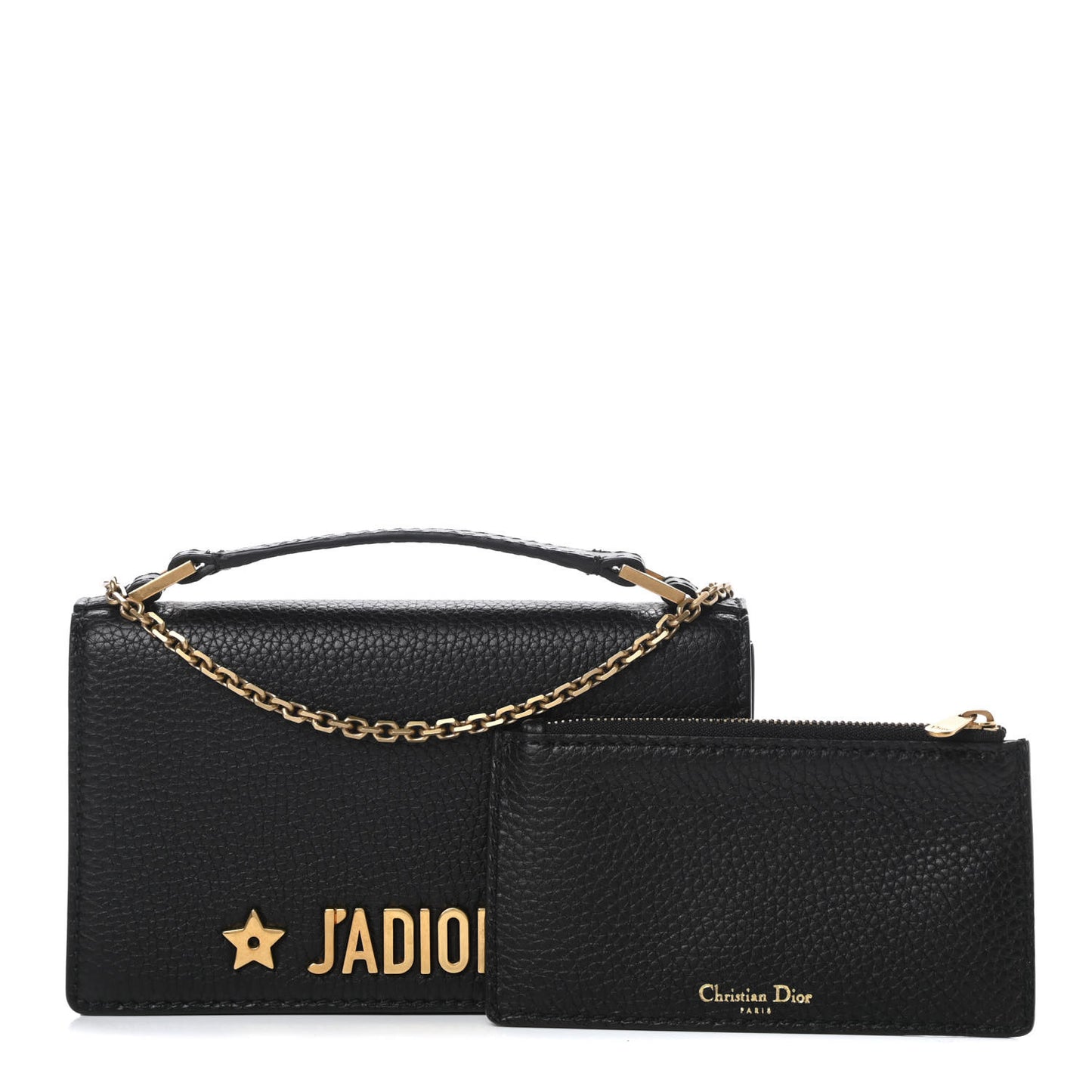 Grained Calfskin J'adior Clutch Black