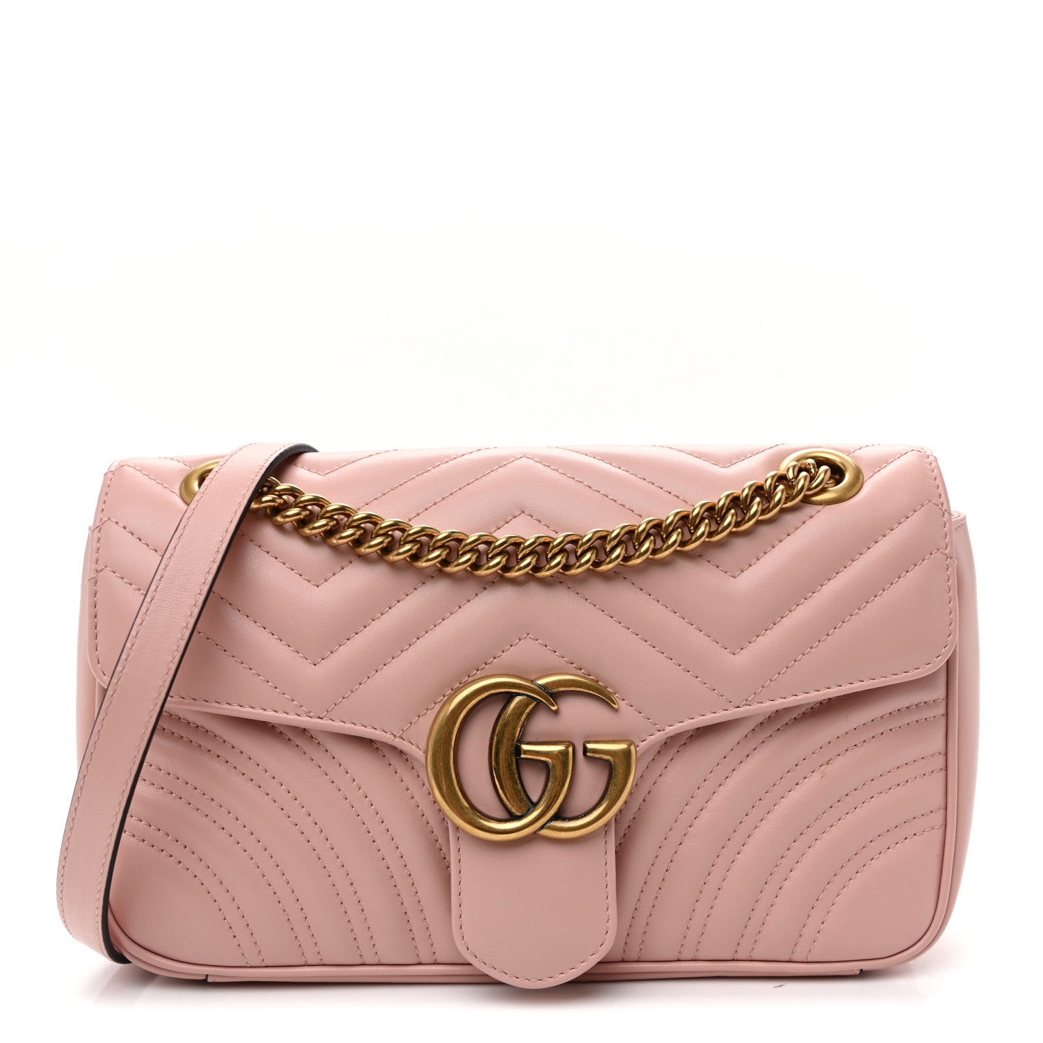 Gucci Calfskin Matelasse Small GG Marmont Shoulder Bag  Perfect Pink 1 of 10