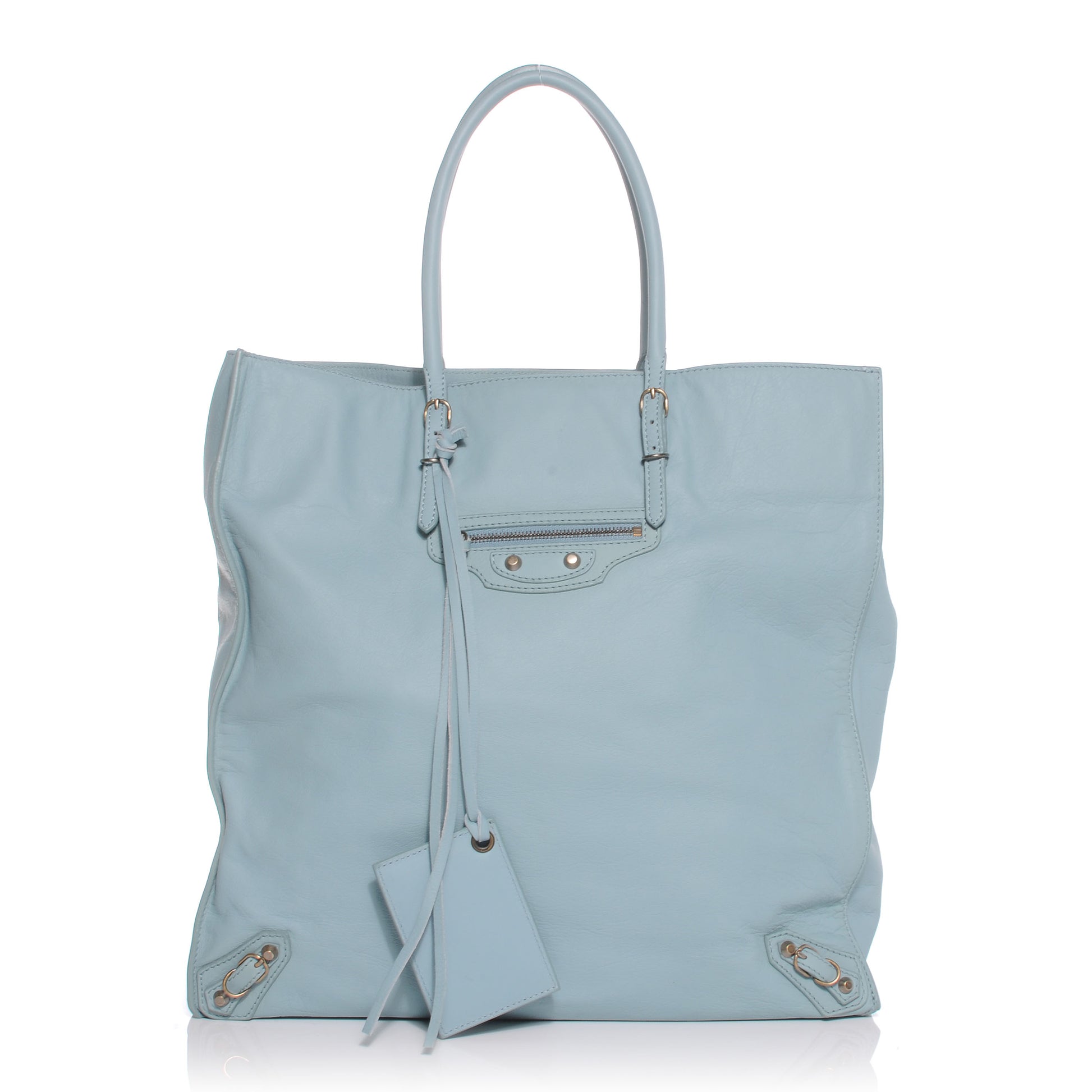 Balenciaga Smooth Calfskin Papier Ledger Tote Bleu Acier 1 of 7