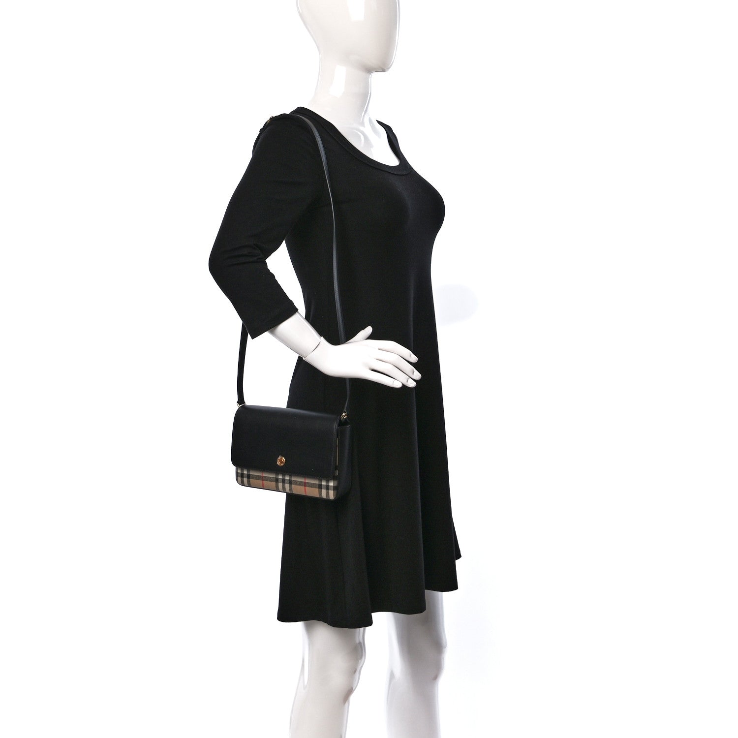 Burberry Grainy Calfskin Vintage Check Hampshire Crossbody Black 2 of 8