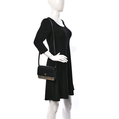 Burberry Grainy Calfskin Vintage Check Hampshire Crossbody Black 2 of 8