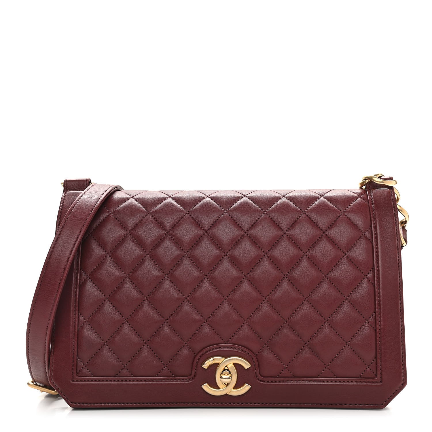 Chanel Calfskin Quilted Large Flap Bag Burgundy 1 of 11