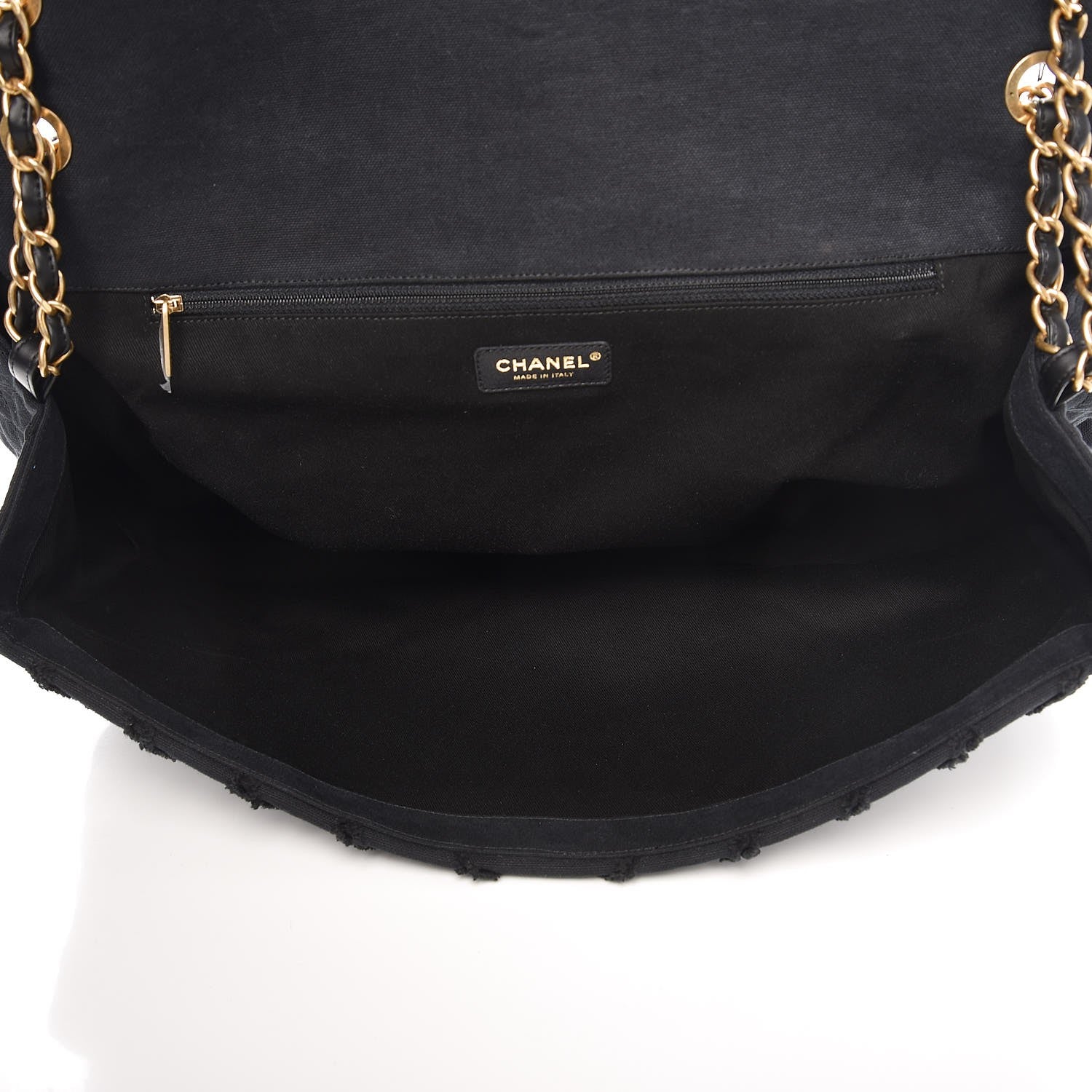 Chanel Canvas Chevron Quilted XXL Travel Flap Bag Black 5 of 8