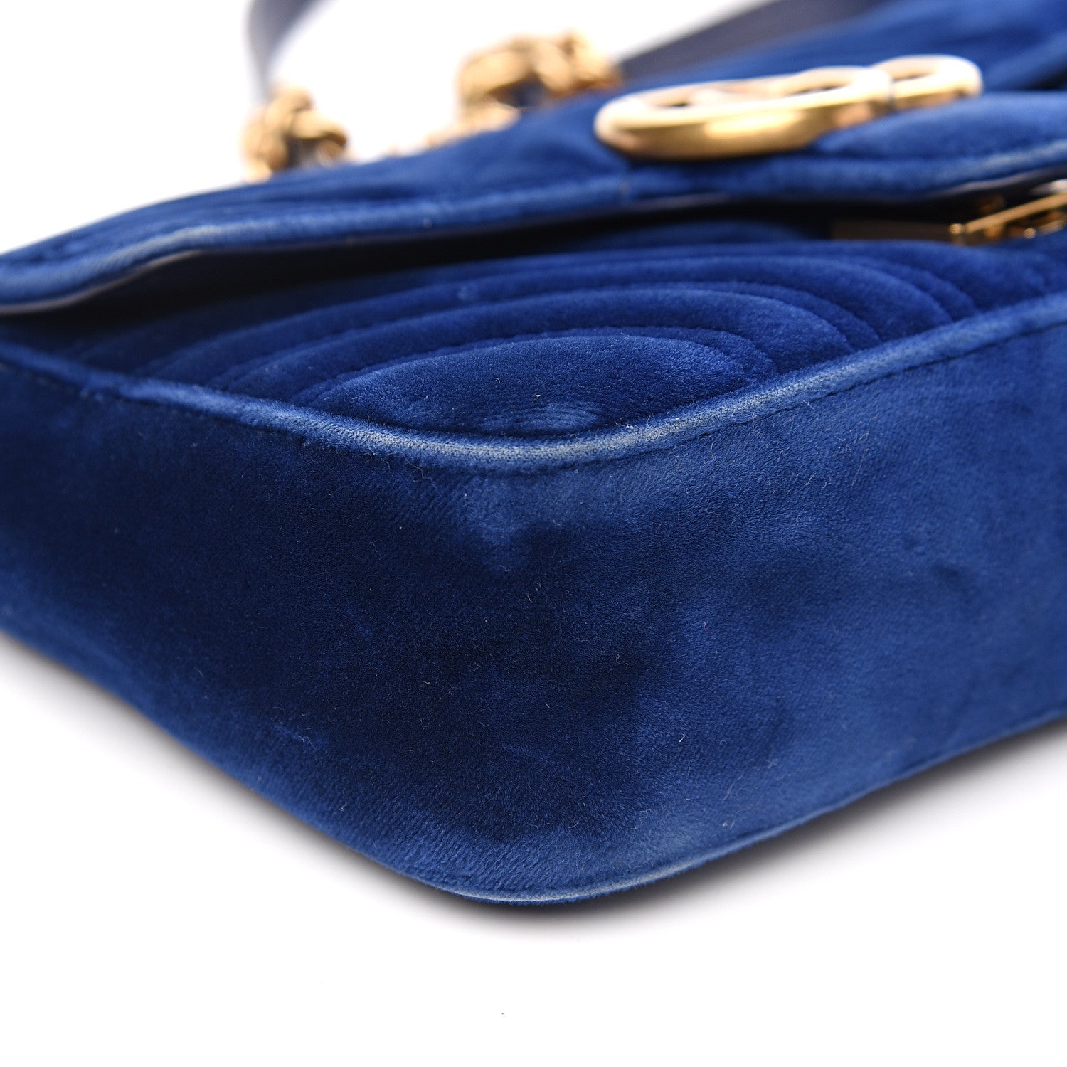 Gucci Velvet Matelasse Mini GG Marmont Shoulder Bag Cobalt Blue 7 of 16