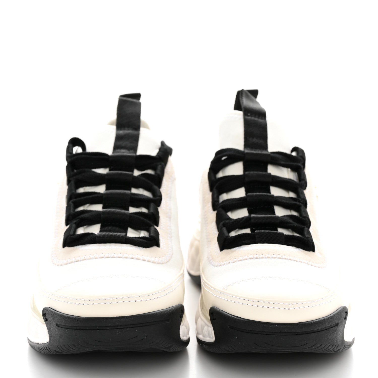 Chanel Velvet Calfskin Mixed Fibers CC Sneakers 36 Ivory Black 2 of 10