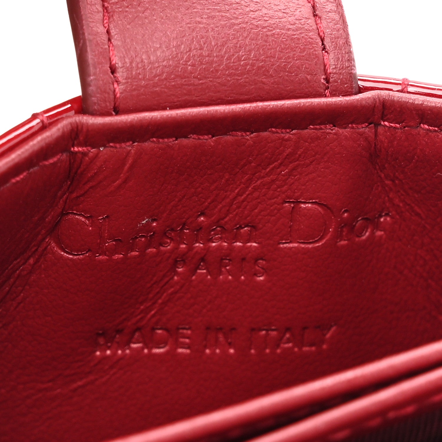Christian Dior Patent Cannage Lady Dior 5-Gusset Card Holder Scarlet 6 of 8