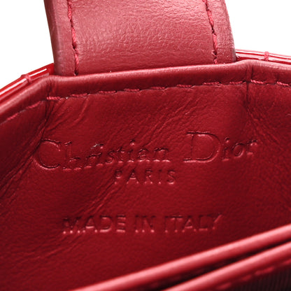 Christian Dior Patent Cannage Lady Dior 5-Gusset Card Holder Scarlet 6 of 8