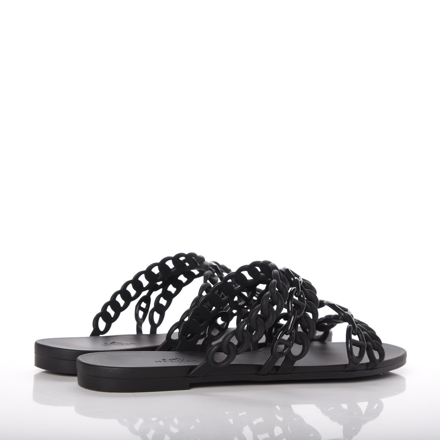 Hermes Rubber Chaine d'Ancre Nude Sandals 38 Black 4 of 8