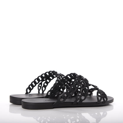 Hermes Rubber Chaine d'Ancre Nude Sandals 38 Black 4 of 8