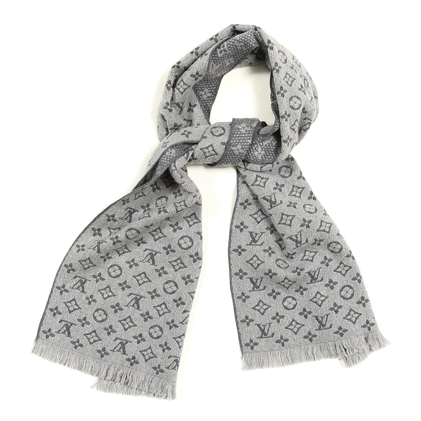 Wool Monogram Classic Scarf Grey