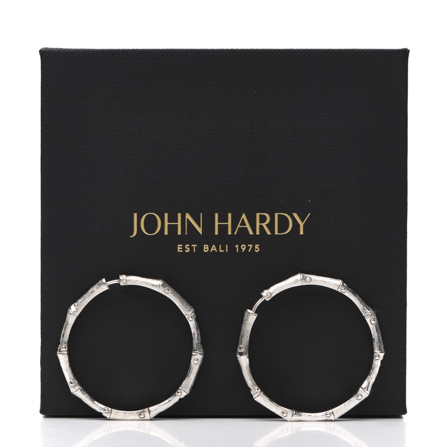 Sterling Silver 35mm Bamboo Hoop Earrings