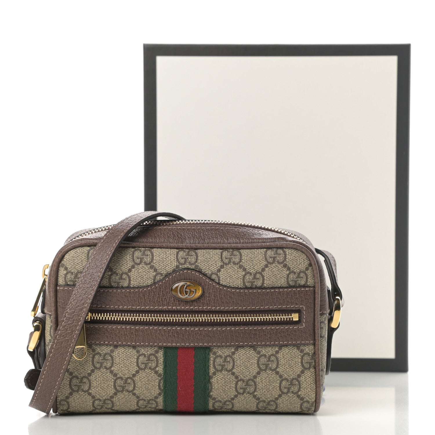 Gucci GG Supreme Monogram Web Mini Ophidia Shoulder Bag Brown 11 of 11