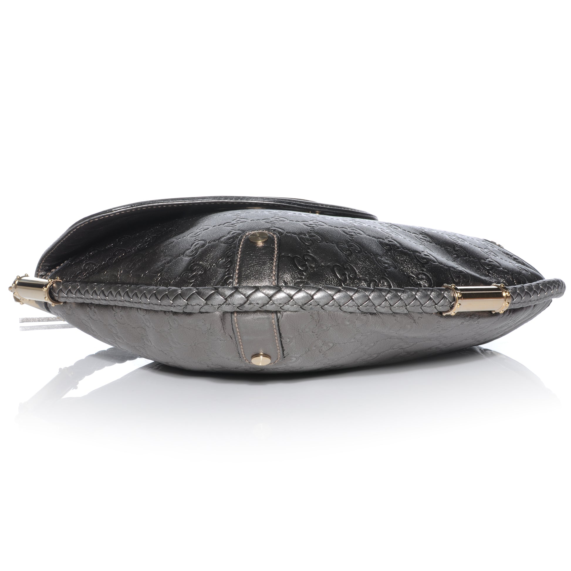 Gucci Guccissima Britt Tassel Shoulder Bag Gunmetal 4 of 8