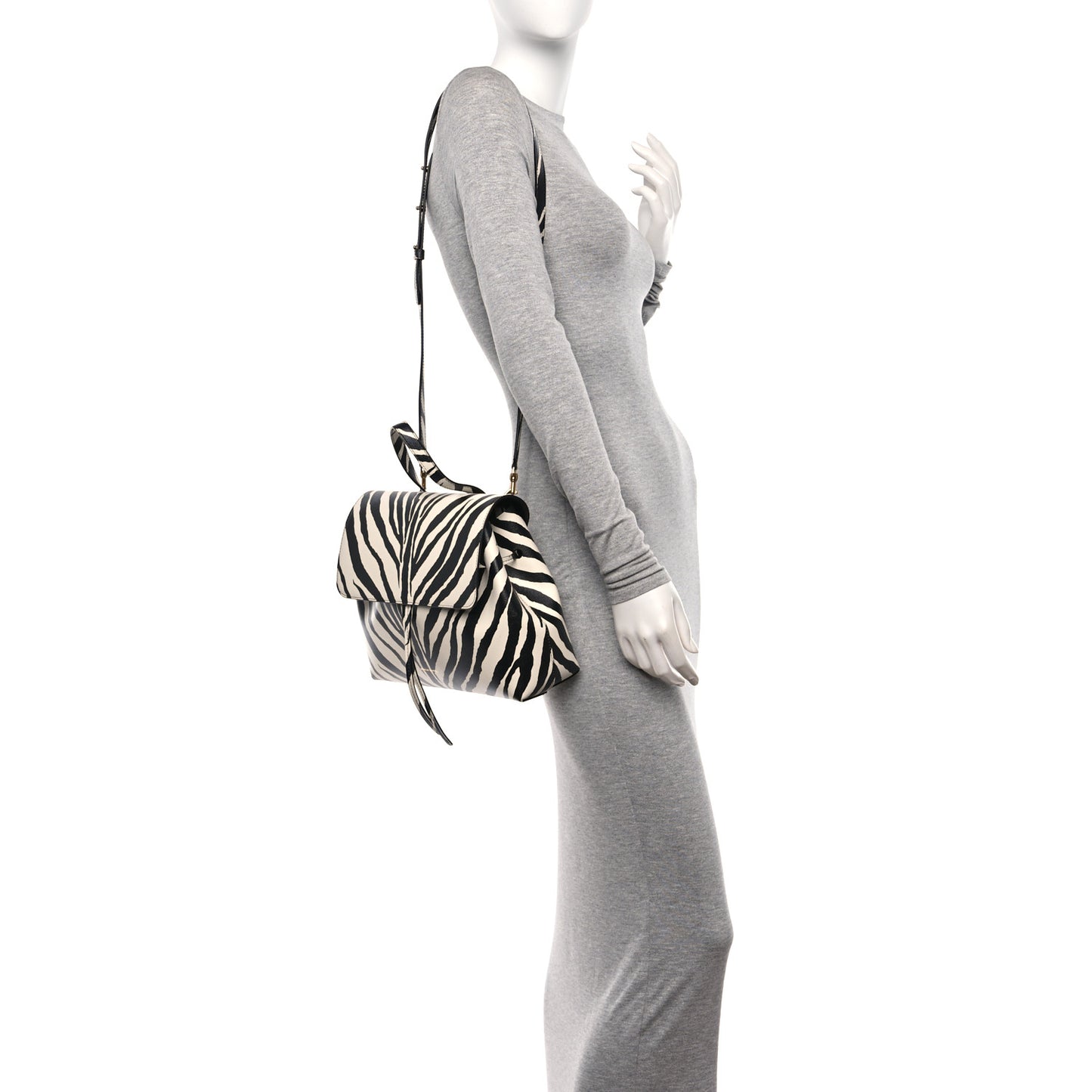 Saffiano Zebra Print Mini Lady Bag Black White