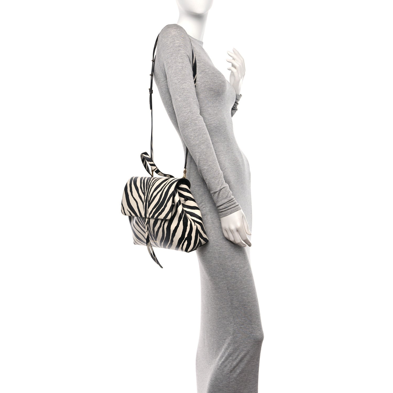 Mansur Gavriel Saffiano Zebra Print Mini Lady Bag Black White 2 of 14