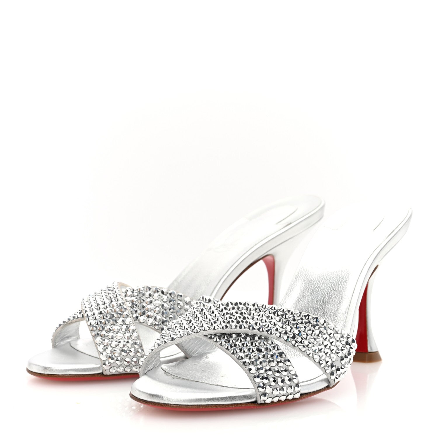 Christian Louboutin Suede Metallic Kid Lambskin Strass Mariza Is Back 85 Sandals 36 Silver 2 of 8