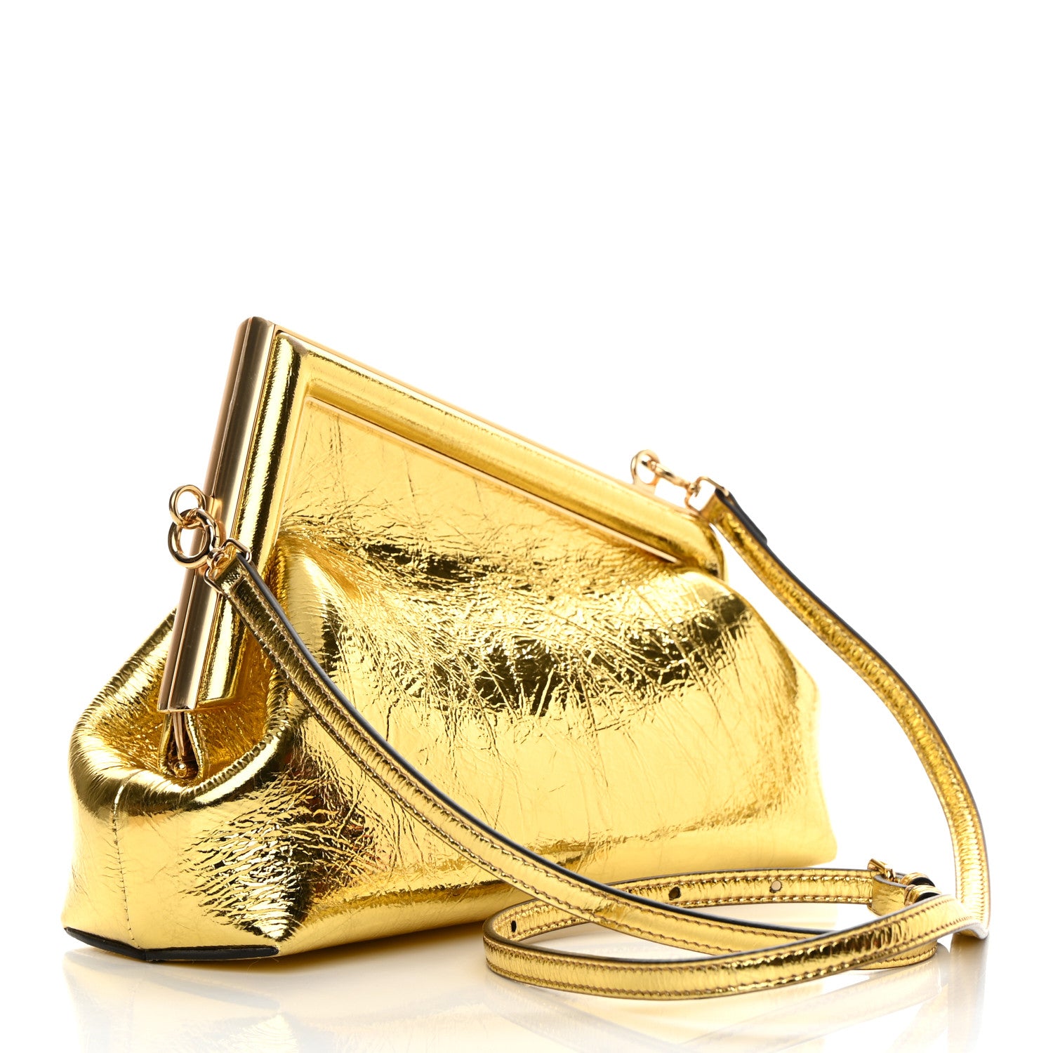 FENDI　ゴールド ショルダーバッグ Fendi Rock Millenium Small Fendi First Gold 1196963 – FASHIONPHILE