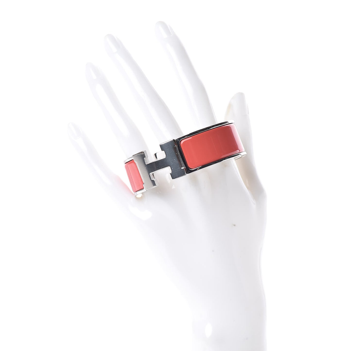 Enamel Wide Clic Clac H Bracelet GM Rouge Corail