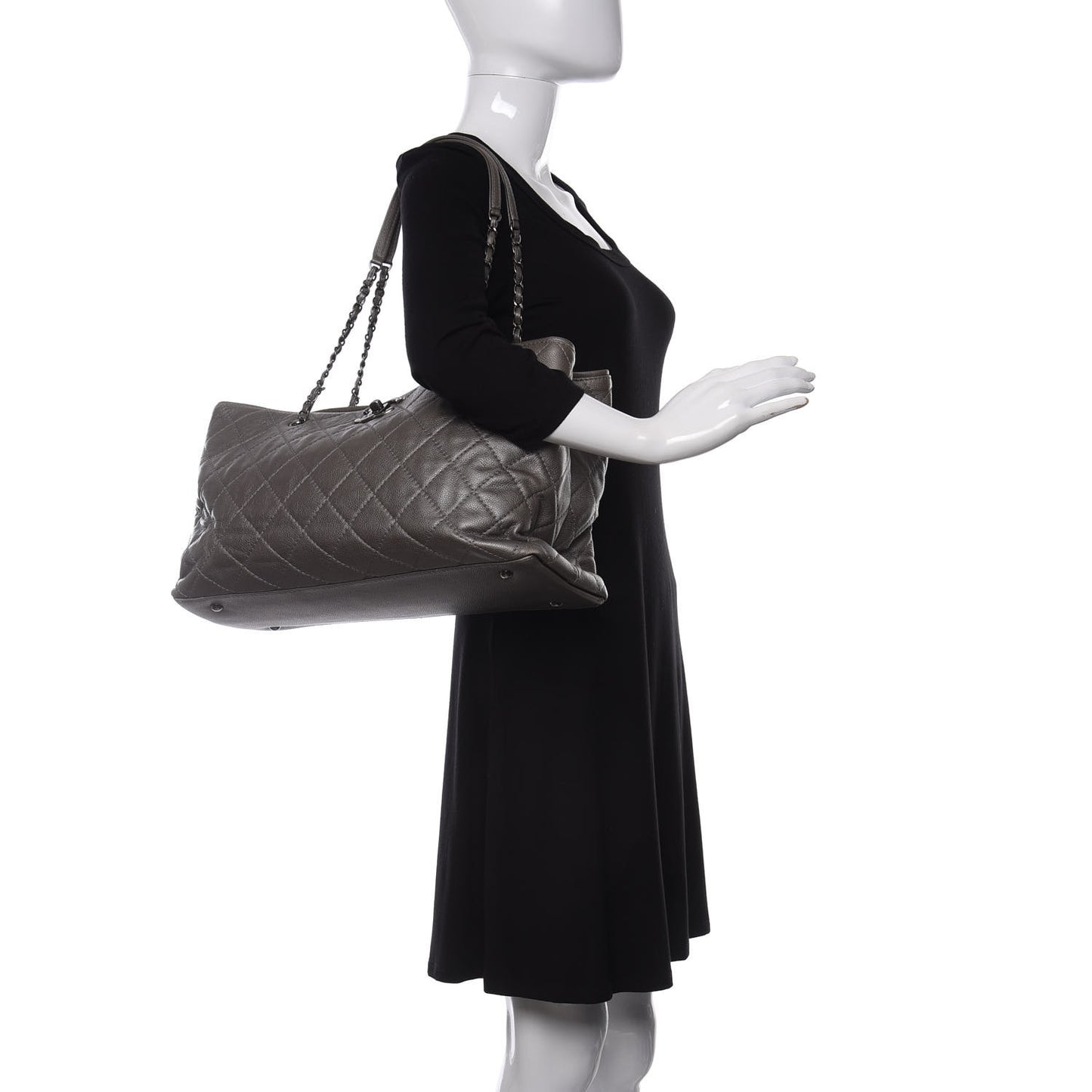 Metallic Caviar Large Be Caviar Tote Silver