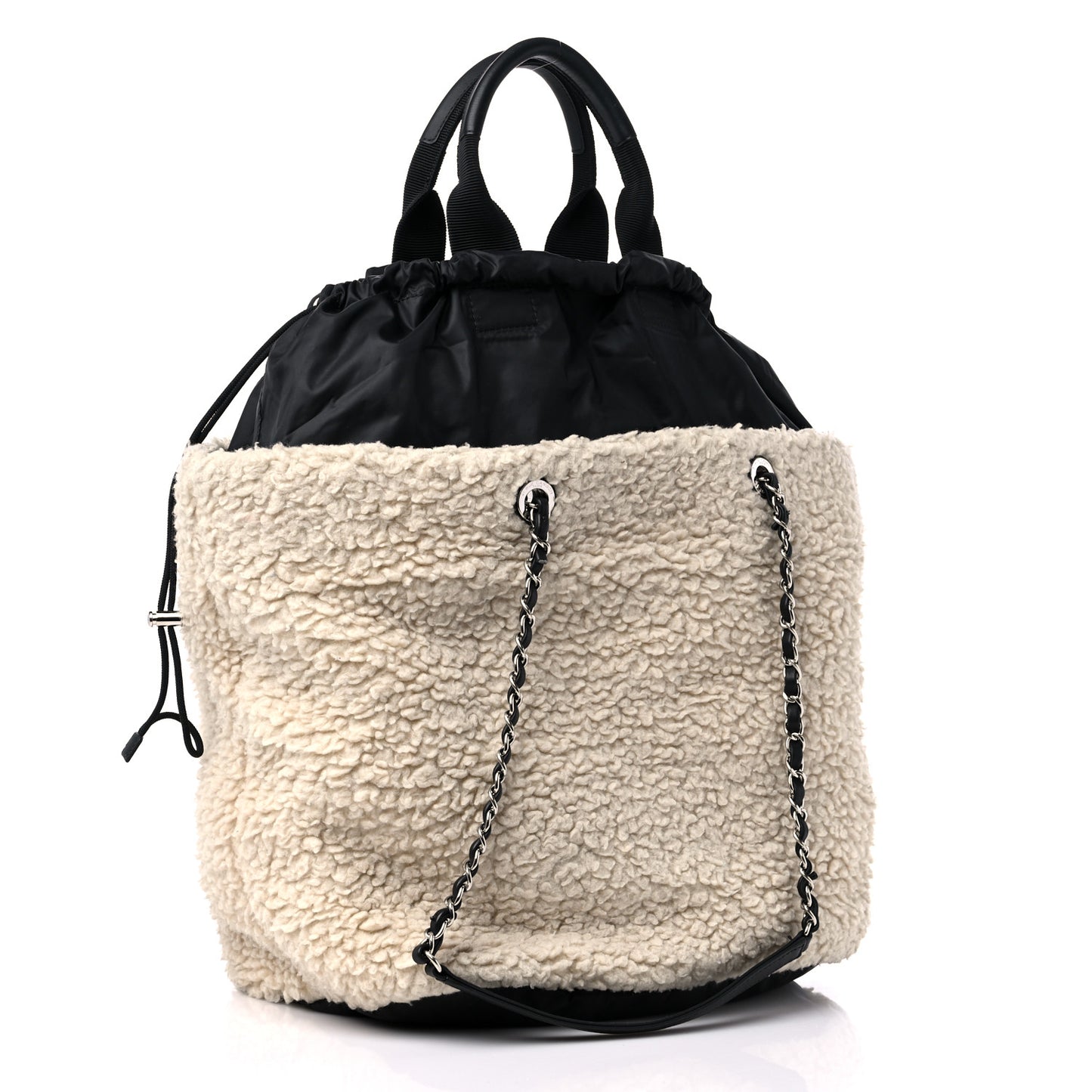 Wool Nylon Quilted Coco Neige Tote Black Ecru